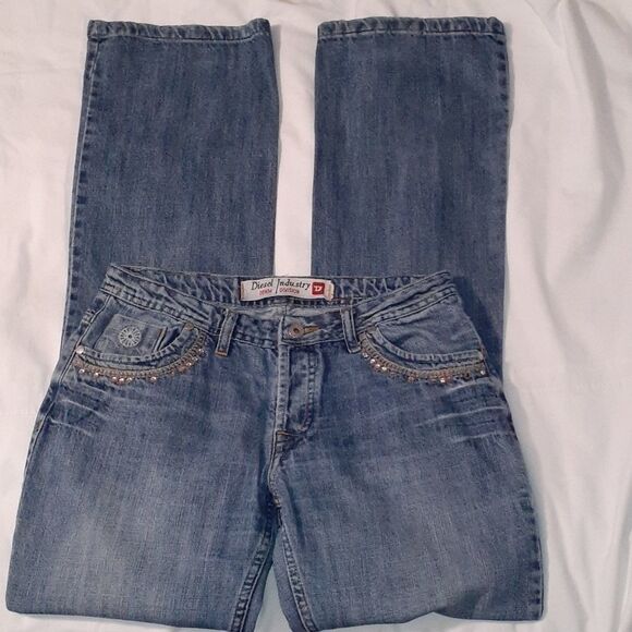 Diesel Crystal Embellished Jeans Straight Leg 32 - Picture 2 of 13